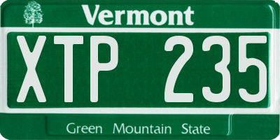 VT license plate XTP235
