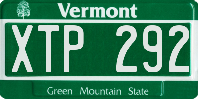 VT license plate XTP292