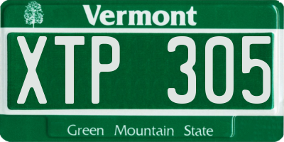 VT license plate XTP305
