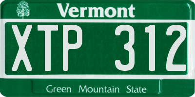 VT license plate XTP312