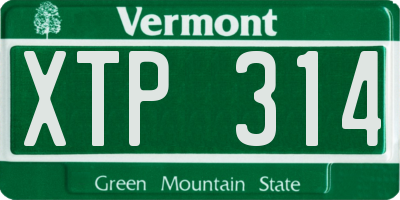 VT license plate XTP314
