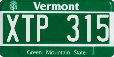 VT license plate XTP315