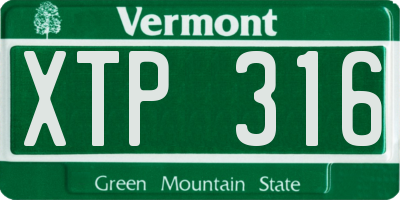 VT license plate XTP316