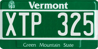 VT license plate XTP325