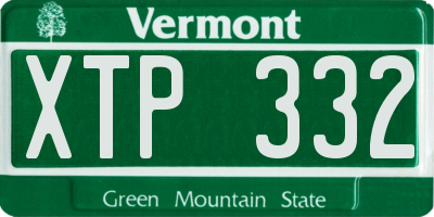 VT license plate XTP332