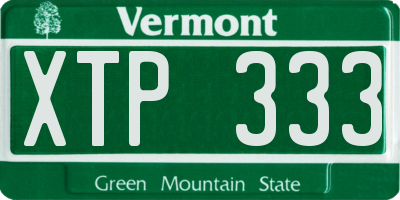 VT license plate XTP333