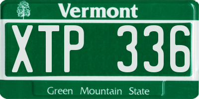VT license plate XTP336