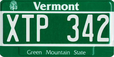 VT license plate XTP342