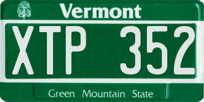VT license plate XTP352