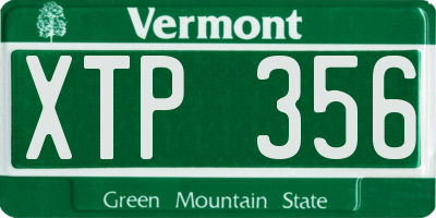 VT license plate XTP356