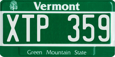 VT license plate XTP359