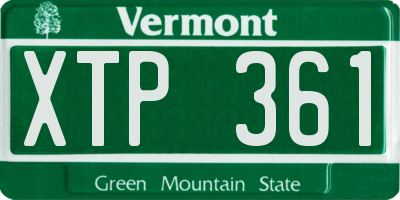 VT license plate XTP361
