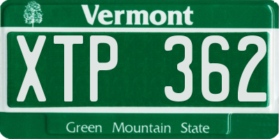 VT license plate XTP362