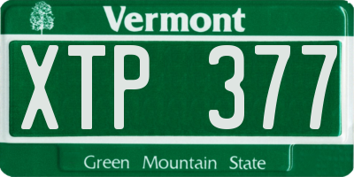 VT license plate XTP377