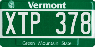 VT license plate XTP378