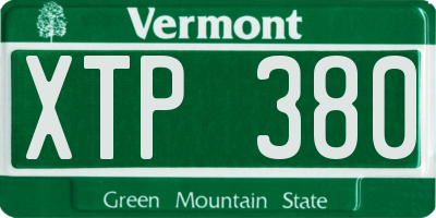 VT license plate XTP380