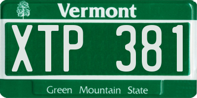 VT license plate XTP381