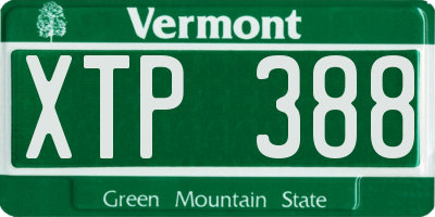 VT license plate XTP388