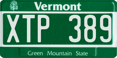 VT license plate XTP389