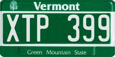 VT license plate XTP399