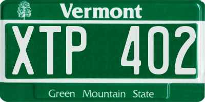 VT license plate XTP402