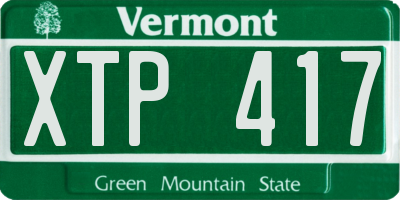 VT license plate XTP417