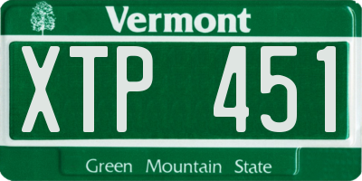 VT license plate XTP451