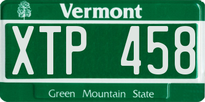 VT license plate XTP458