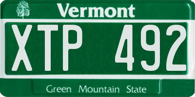 VT license plate XTP492