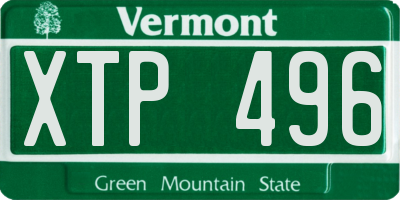 VT license plate XTP496