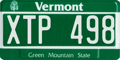 VT license plate XTP498