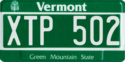 VT license plate XTP502