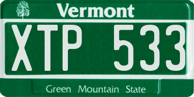 VT license plate XTP533
