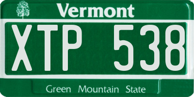 VT license plate XTP538