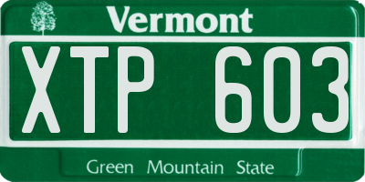 VT license plate XTP603