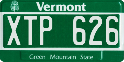VT license plate XTP626