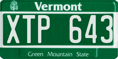 VT license plate XTP643