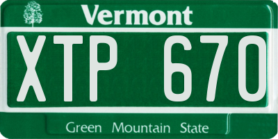 VT license plate XTP670