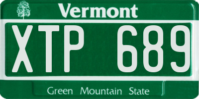 VT license plate XTP689