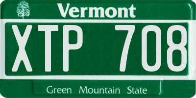 VT license plate XTP708