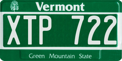 VT license plate XTP722