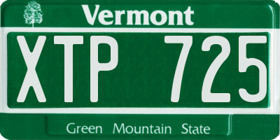 VT license plate XTP725