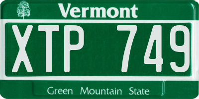VT license plate XTP749