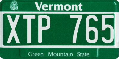 VT license plate XTP765