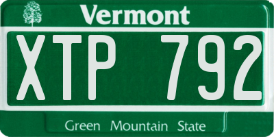 VT license plate XTP792