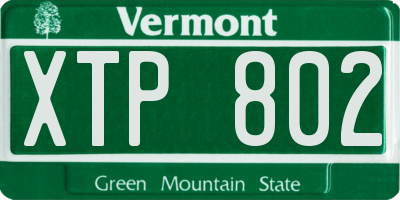 VT license plate XTP802
