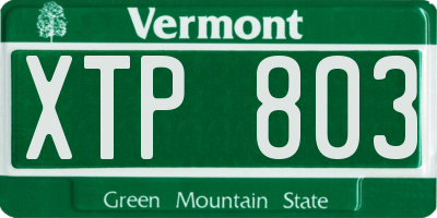 VT license plate XTP803