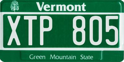 VT license plate XTP805