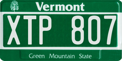 VT license plate XTP807