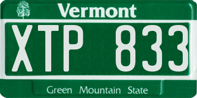 VT license plate XTP833